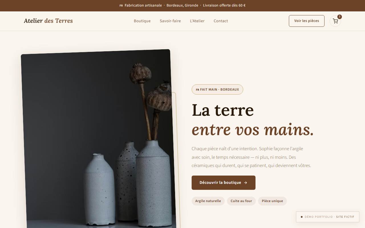 Aperçu du site Atelier des Terres