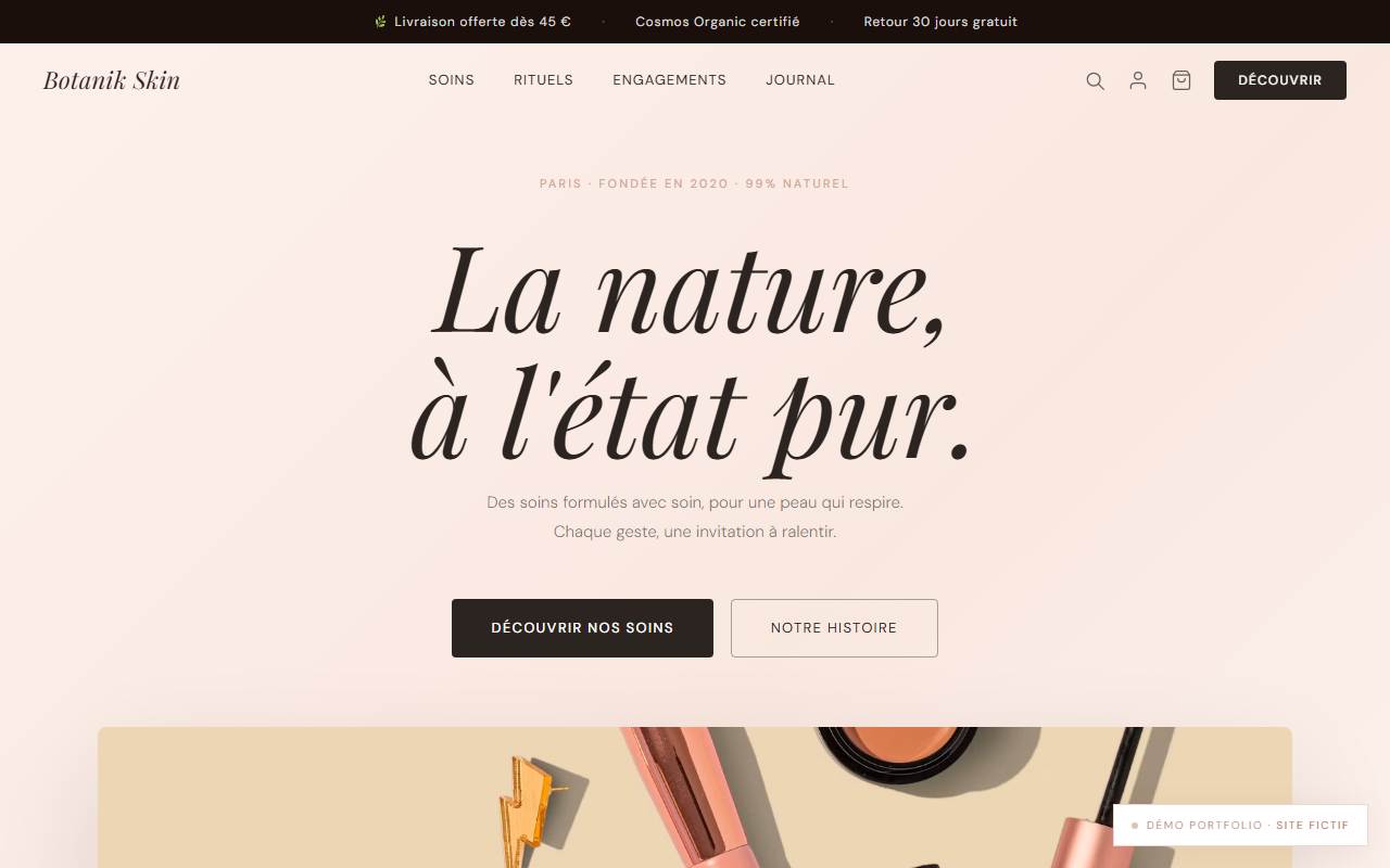 Aperçu du site Botanik Skin